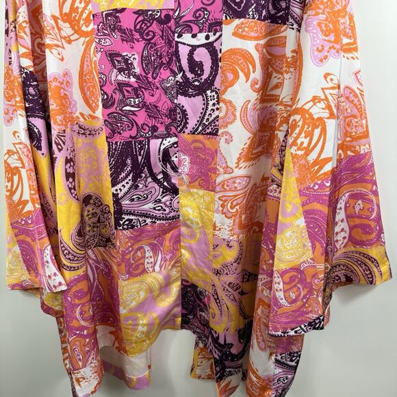 Eloquii New Patchwork Print Kimono Cardigan Robe Size 26/28 Colorful Boho Artsy - Picture 11 of 16